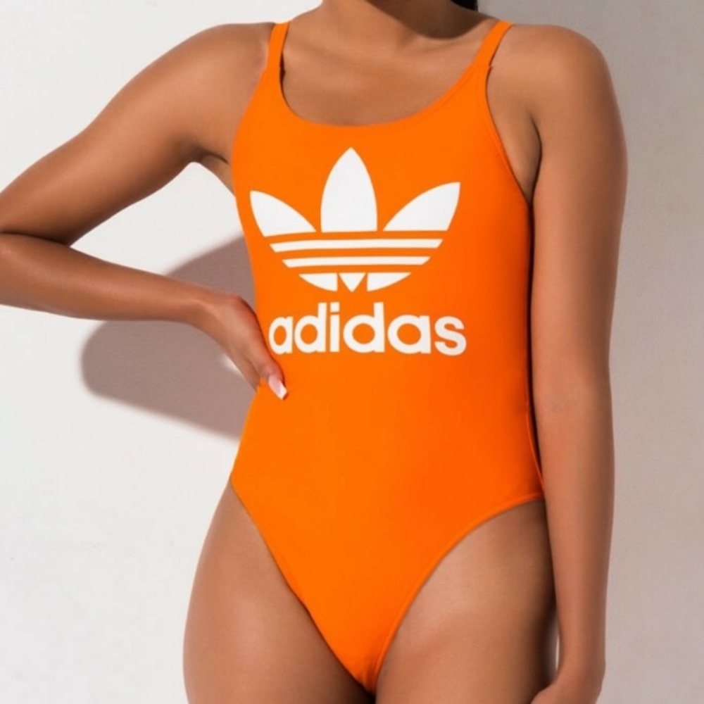 NEW Orange Adidas trefoil swimsuit
